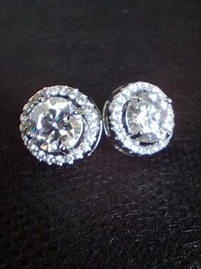 Classic Moissanite Halo Stud Pushback Earrings with GRA